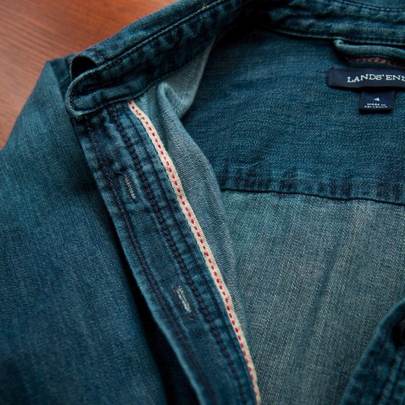 Lands'End Womens Denim Button Down Shirt - Picture 7 of 8